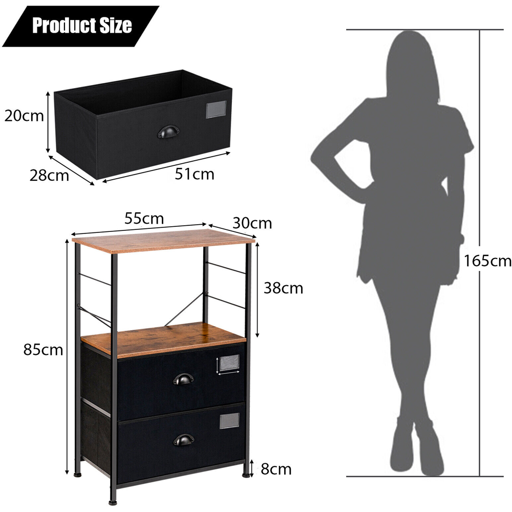 Costway 2 Drawer Single Shelf Storage Unit Image 9
