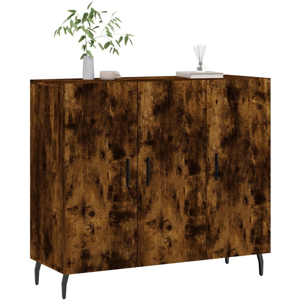 vidaXL 3 Door Smoked Oak Large Sideboard Image 3