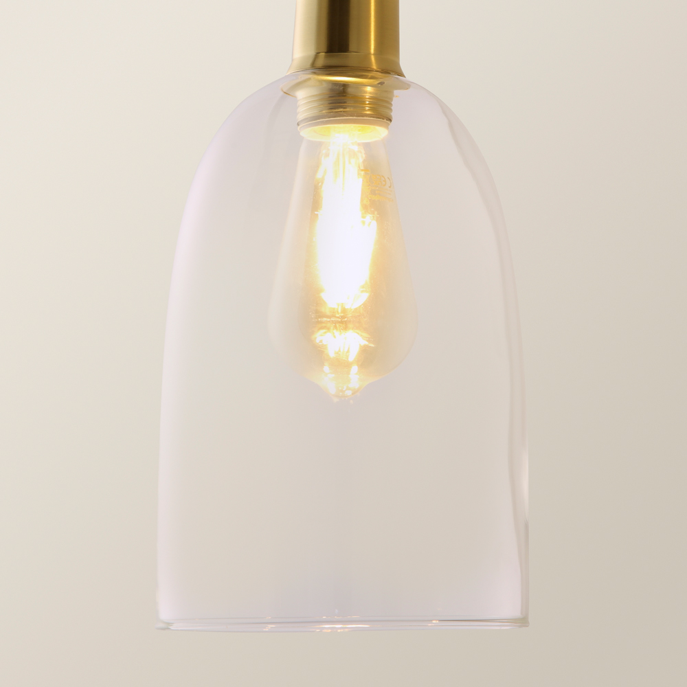 ValueLights Kira Glass Dome 3 Drop Bar Brushed Gold Diner LED Ceiling Pendant Light Image 3