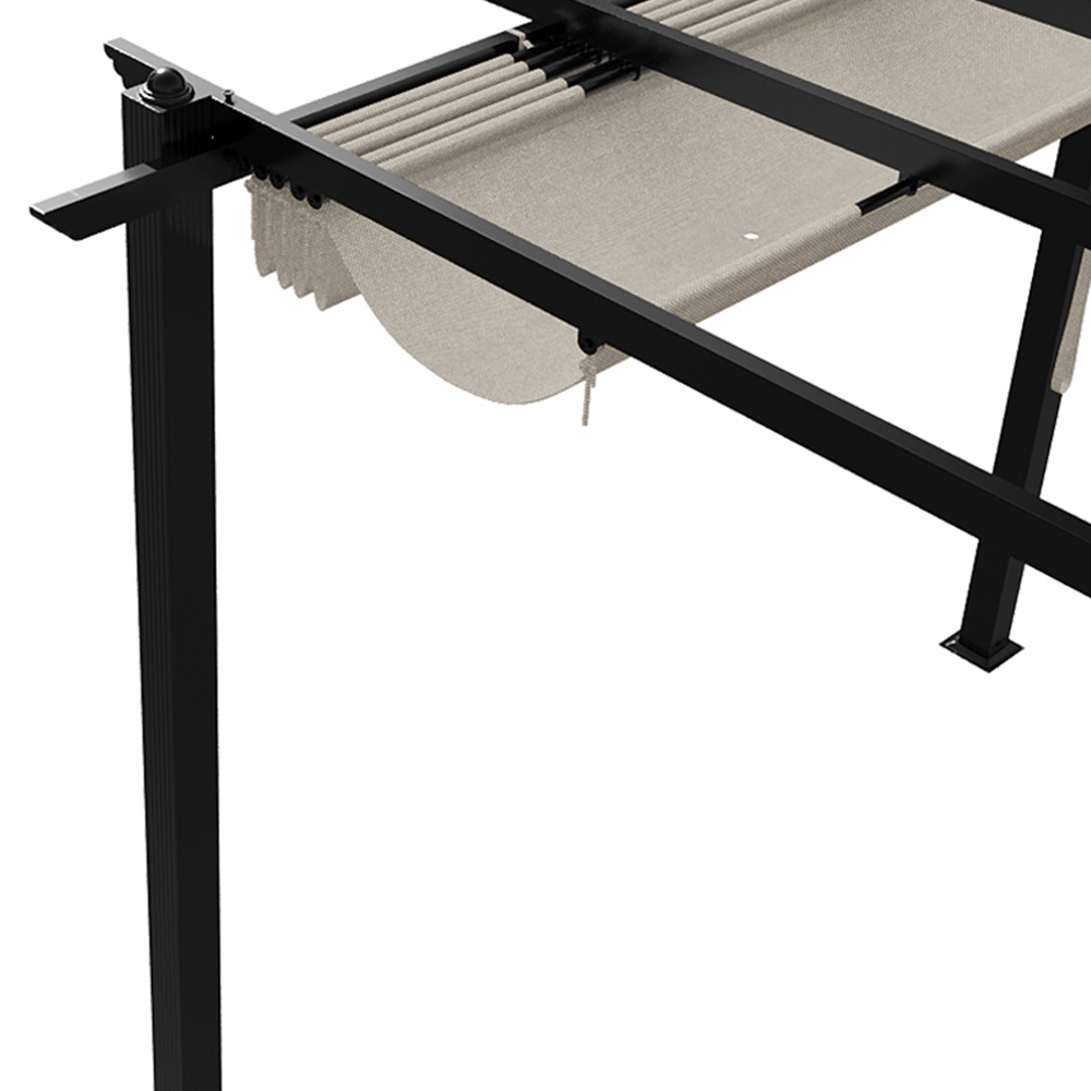 Living and Home 6 x 3m Beige White Aluminium Pergola with Retractable Roof Image 4