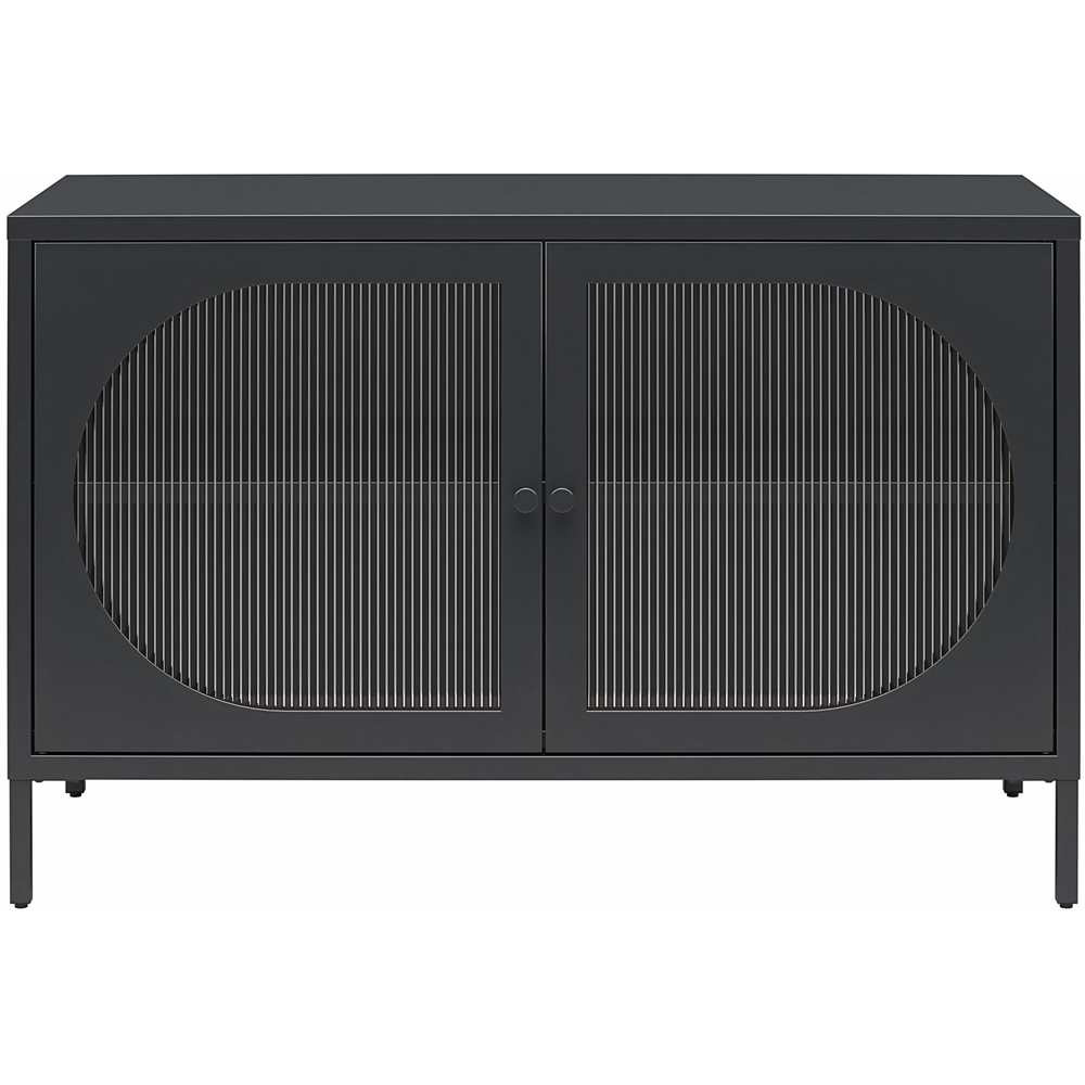 Dorel Luna 2 Door Black Fluted Glass Wide Accent Cabinet Image 3