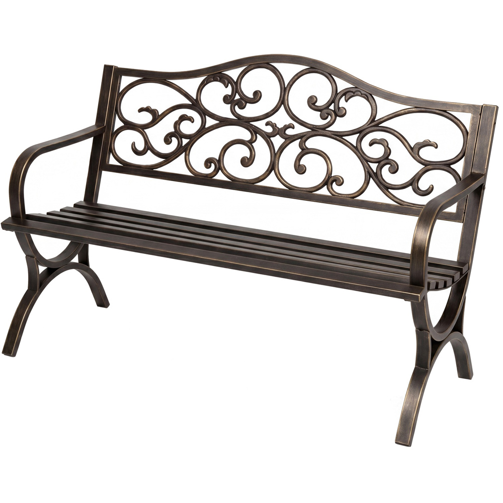 Levede 2-3 Seater Bronze Floral Metal Garden Bench Image 2