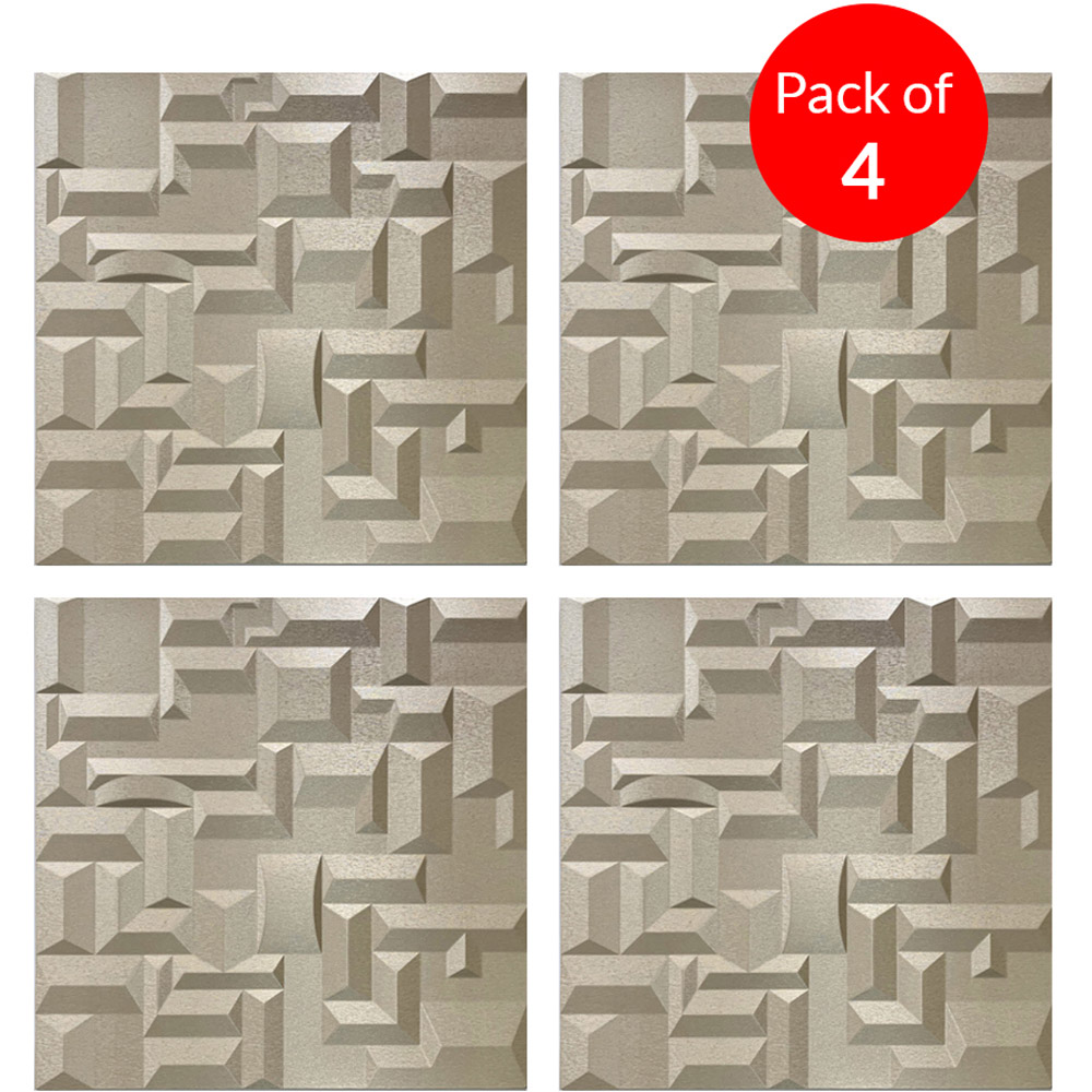 Britwall Artistic 3D Grid PU Leather Wall Panel 600 x 600mm 4 Pack Image 3