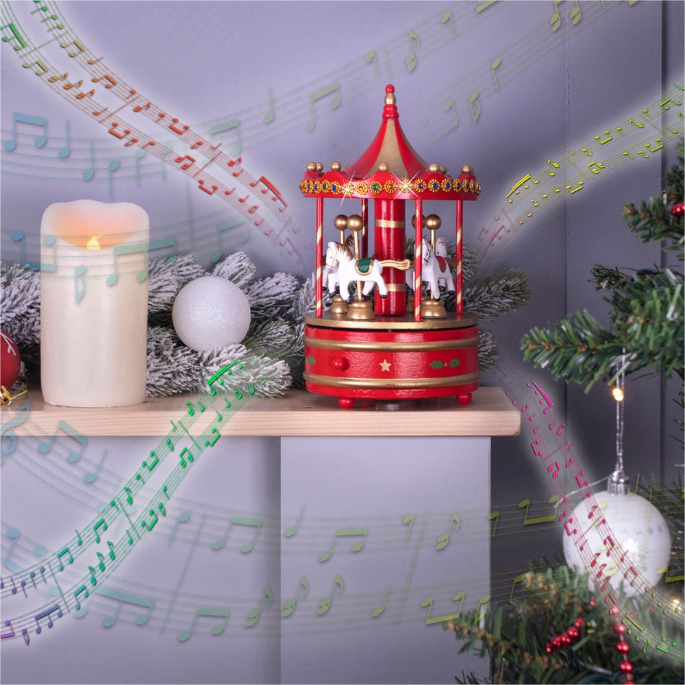St Helens Red Xmas Carousel Music Box Image 5