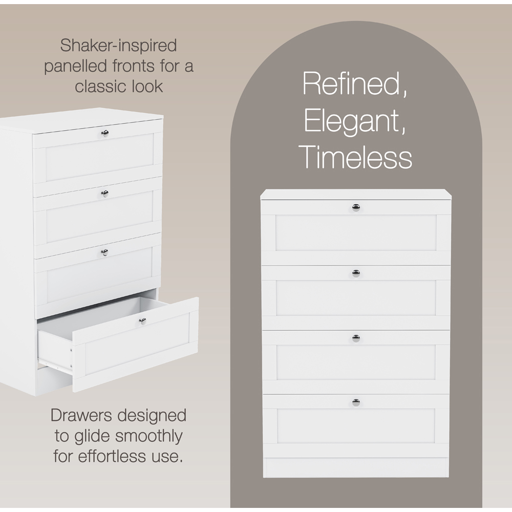 VIDA DESIGNS Altino 4 Drawer White Shaker-Style Chest of Drawers Image 5