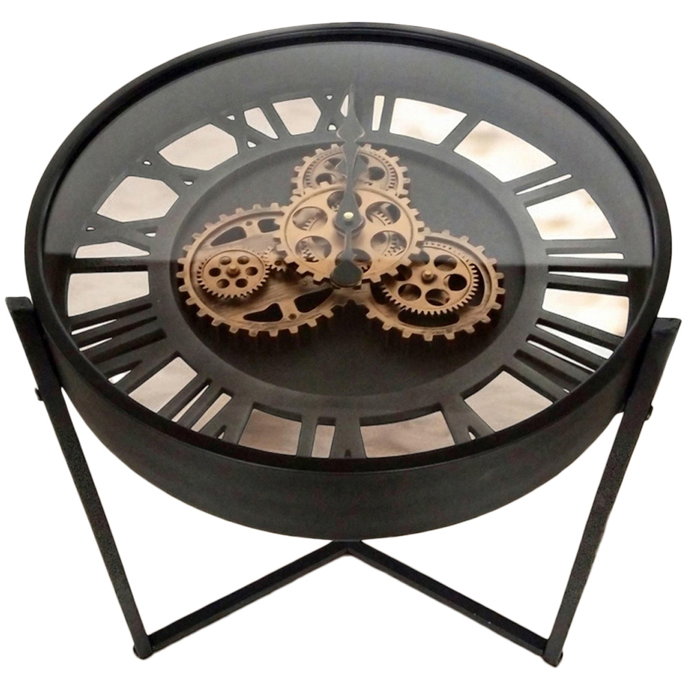 Acacia Home Black and Gold Gear Table Clock 49cm Image 1