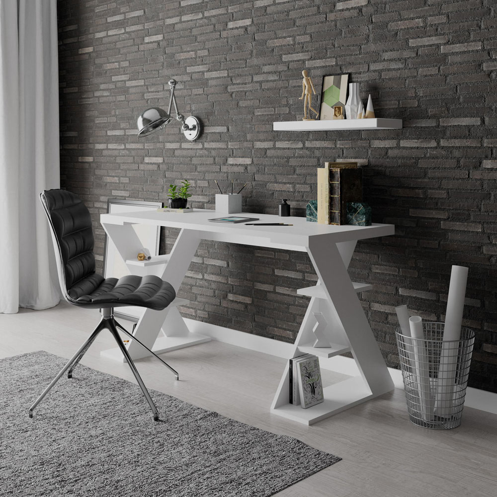 Decortie Papillon 6 Shelf White Working Table Image 3