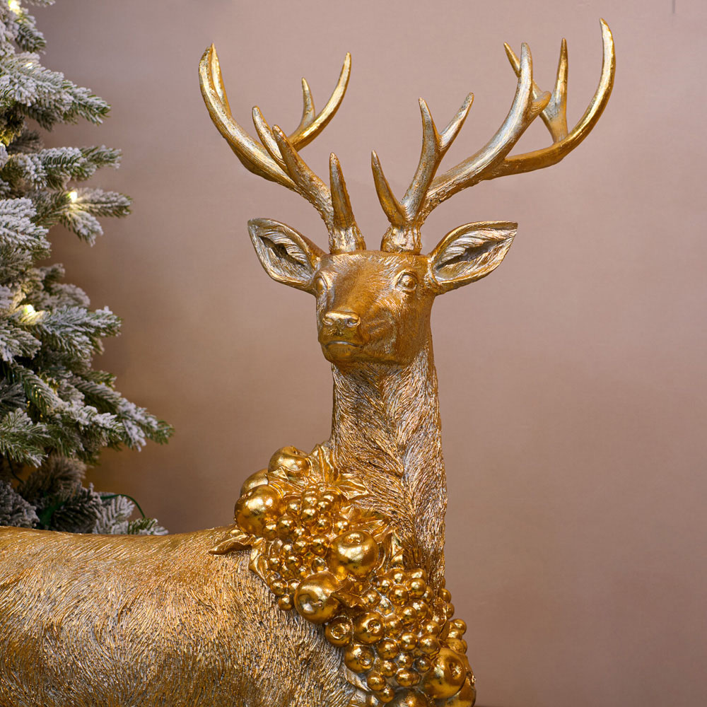 Antique Standing Stag Decoration Gold Image 3