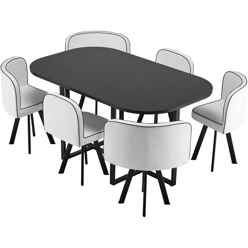 Comfy Living 6 Seater Dining Set Black and White Image 2