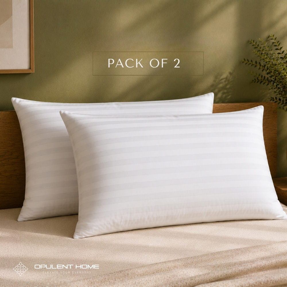 Opulent Home White Striped Soft-Medium Pillow 2 Pack Image 4