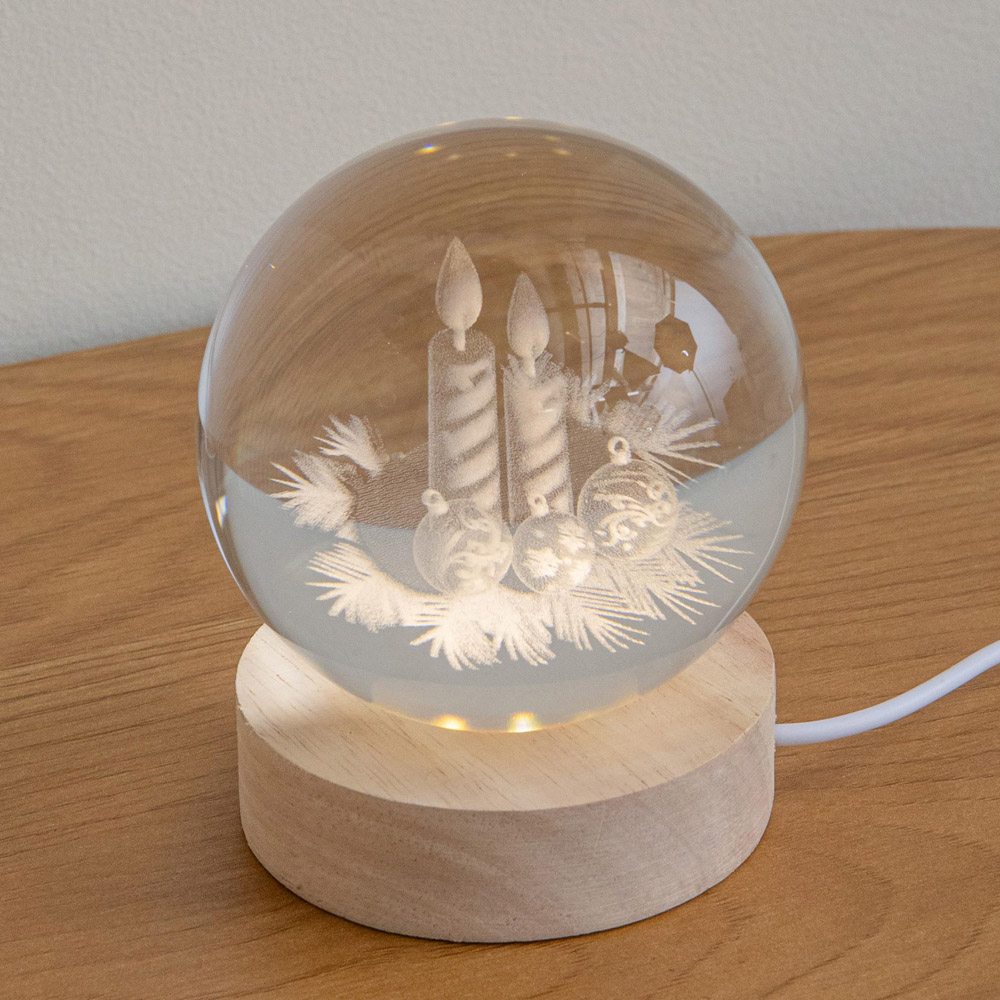 Samuel Alexander Warm White LED Etched Candle Globe USB Powered Christmas Decoration 10cm Image 2