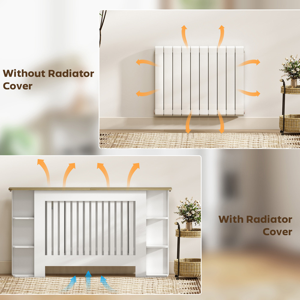 HOMCOM White Vertical Slatted Large Heater Cover Image 5