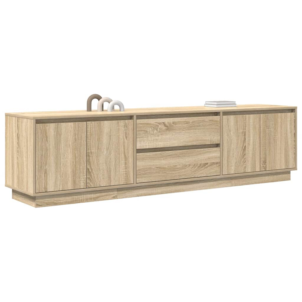 vidaXL 4 Door 2 Drawer Sonoma Oak TV Wooden Cabinet with LED Image 8