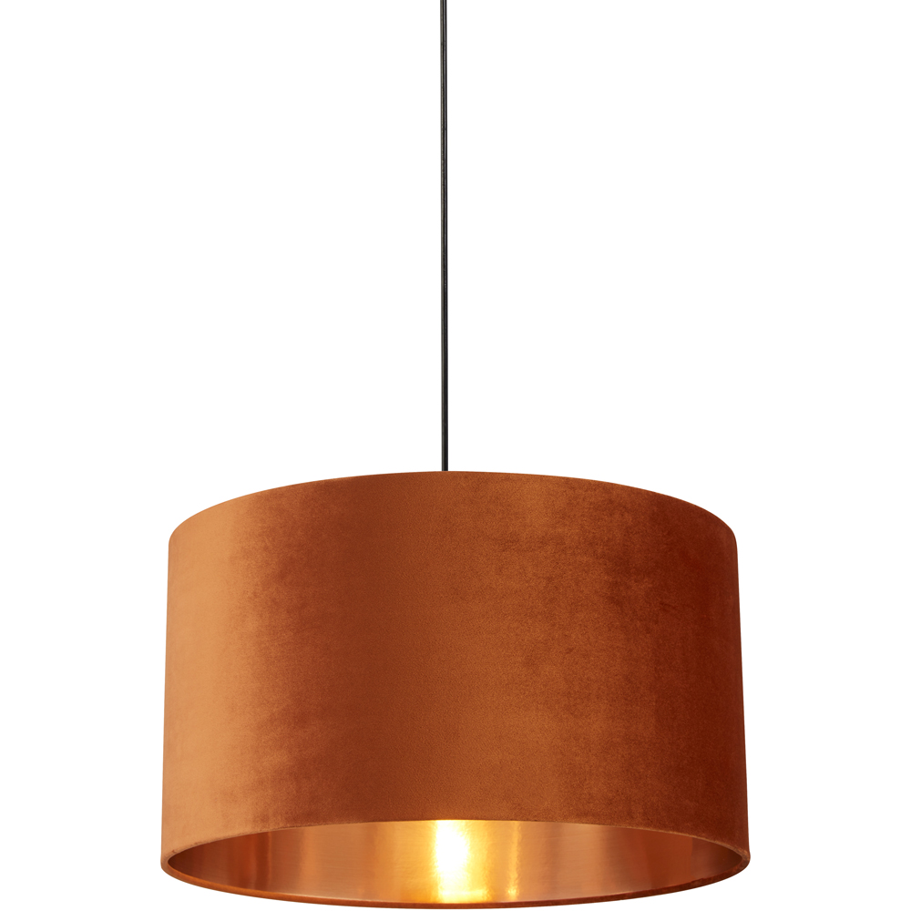 Lighting Collection Burnt Orange Copper Inner Velvet Drum Shade 50cm Image 3