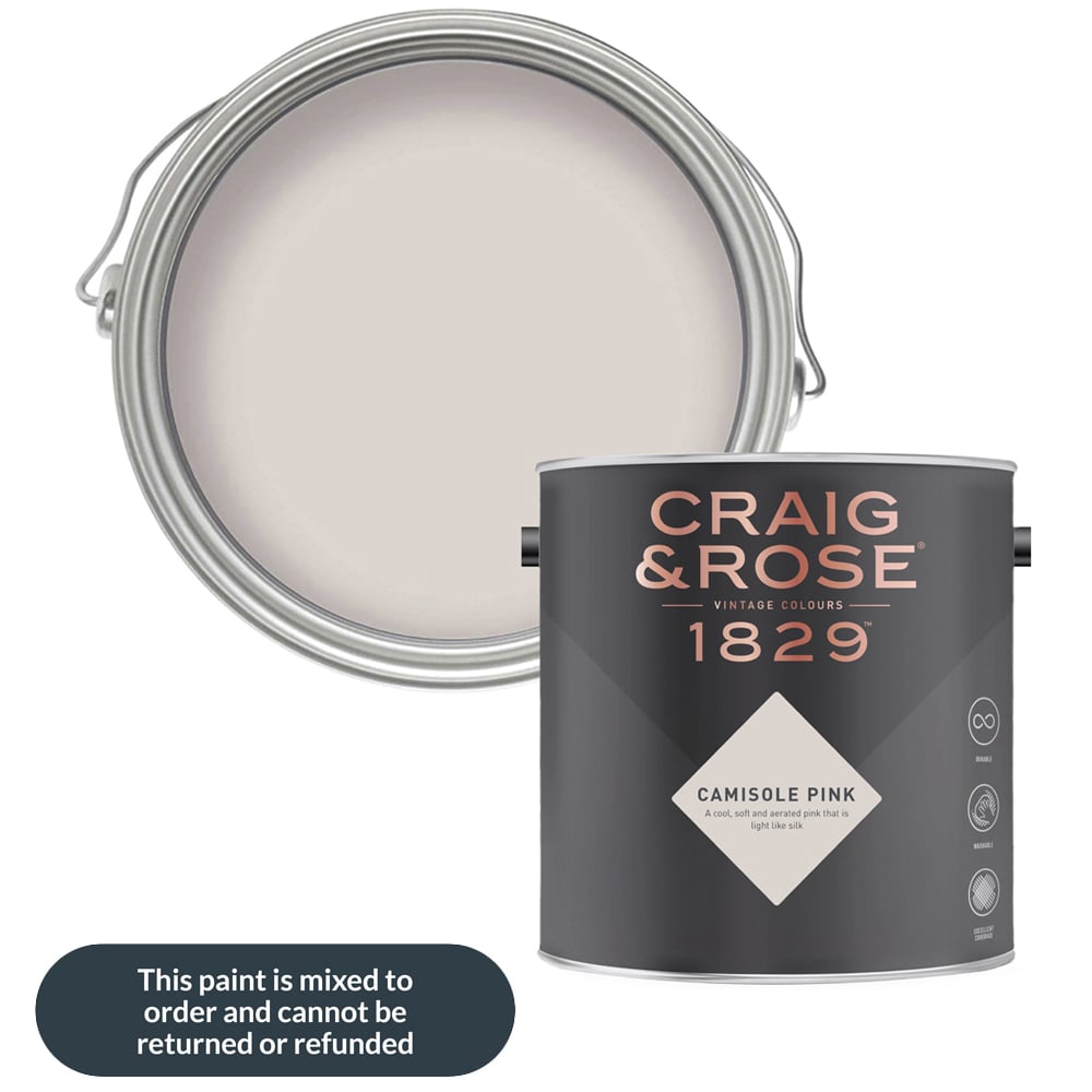 Craig & Rose Walls and Ceilings Camisole Pink Chalky Emulsion Paint 5L Image 1