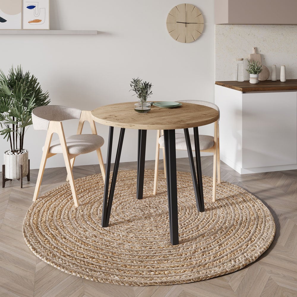 Decortie Xana 4 Seater Natural Oak Round Modern Dining Table Image 4
