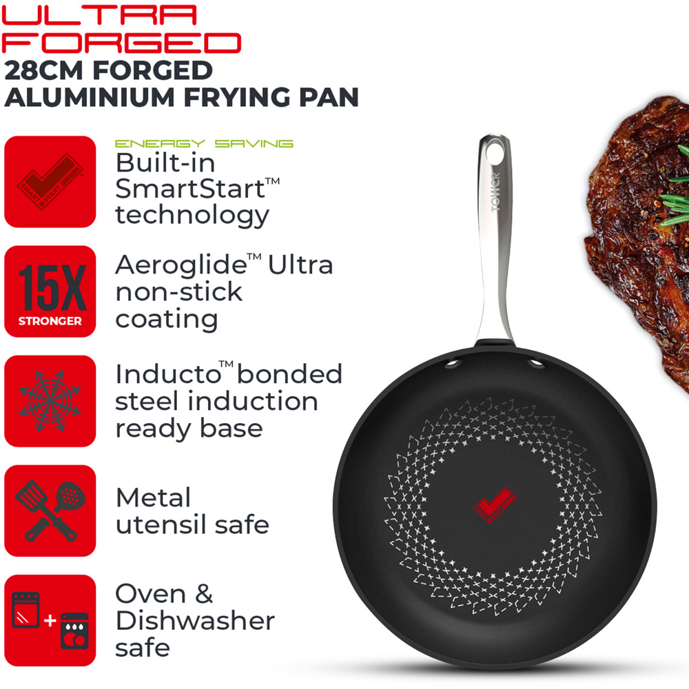 Tower Smart Start Ultra Forged 28cm Aluminium Frying Pan Image 2