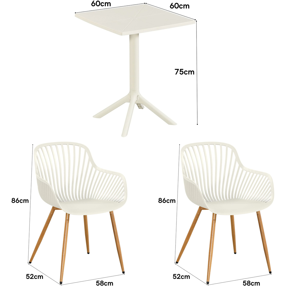Core Products 2 Seater White Sunray Design Square Plastic Table Garden Bistro Set Image 8
