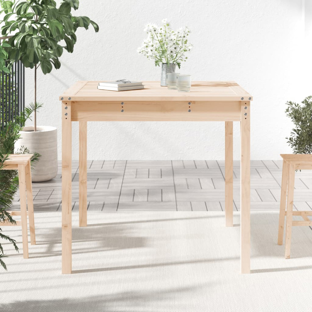 vidaXL 2 Seater Solid Pine Wood Garden Dining Table Natural Image 7