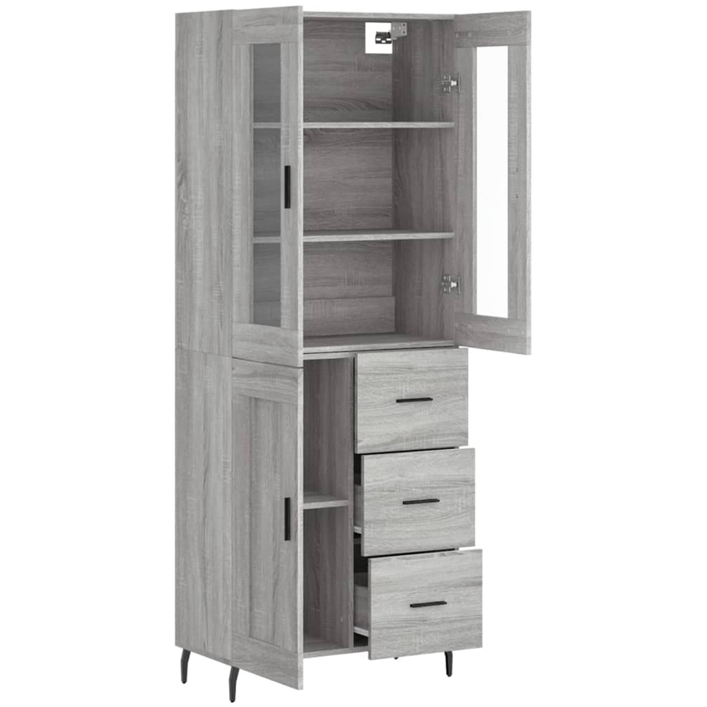 vidaXL 3 Door 3 Drawer Grey Sonoma Highboard Image 4