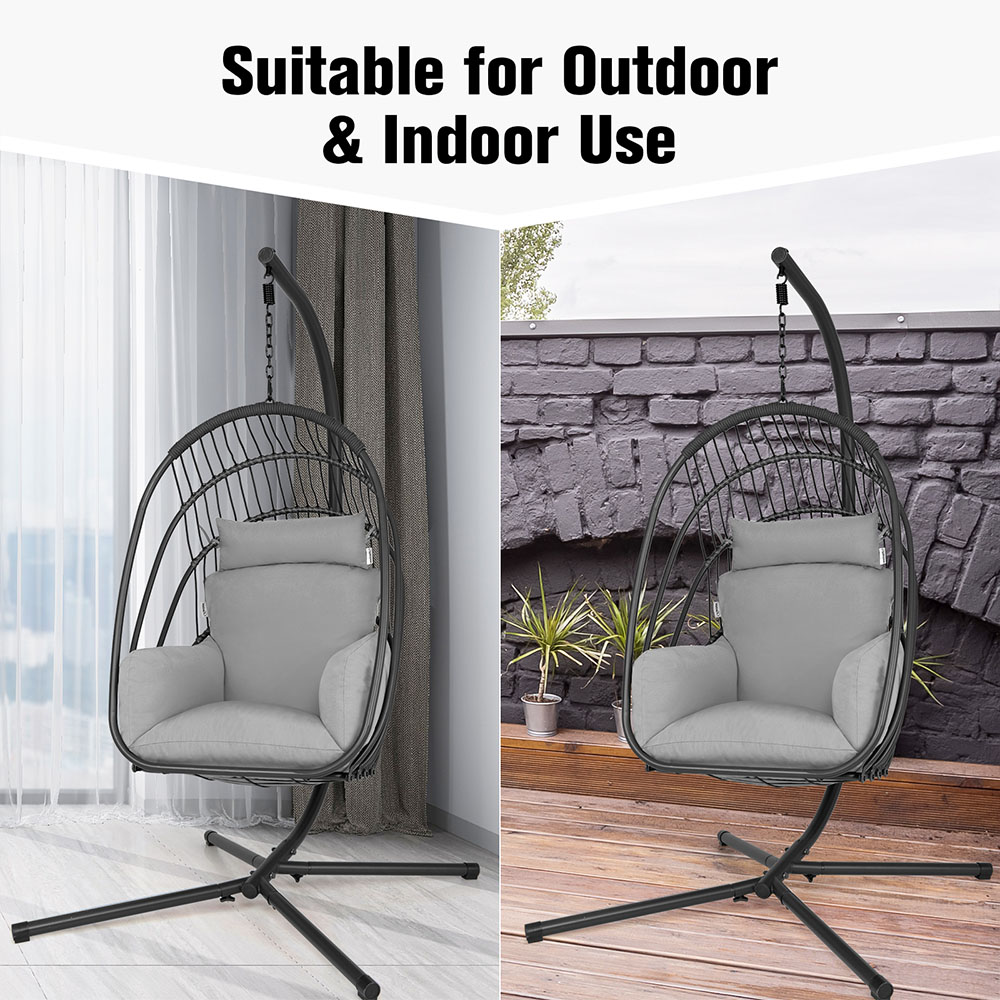 Costway Grey Swing Foldable Egg Chair Image 4