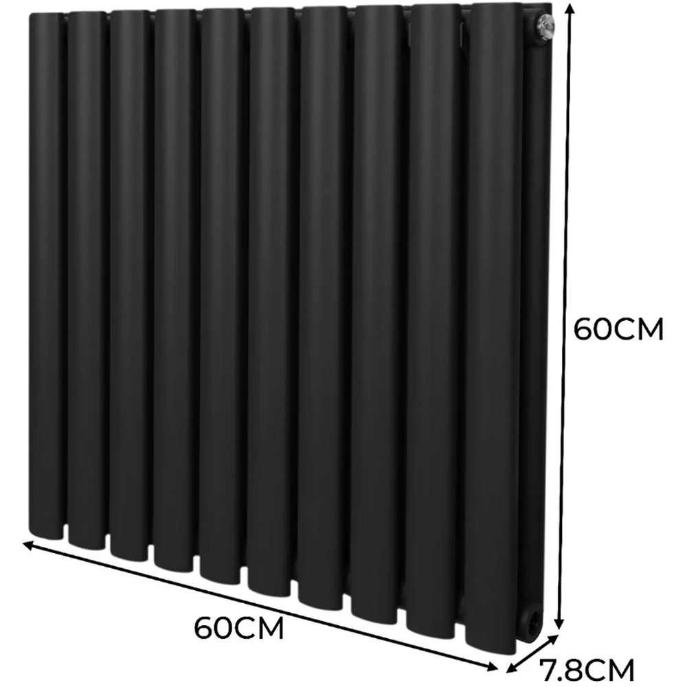 Monster Shop 2648BTU Black Oval Column Radiator and Valves 600 x 600mm Image 6