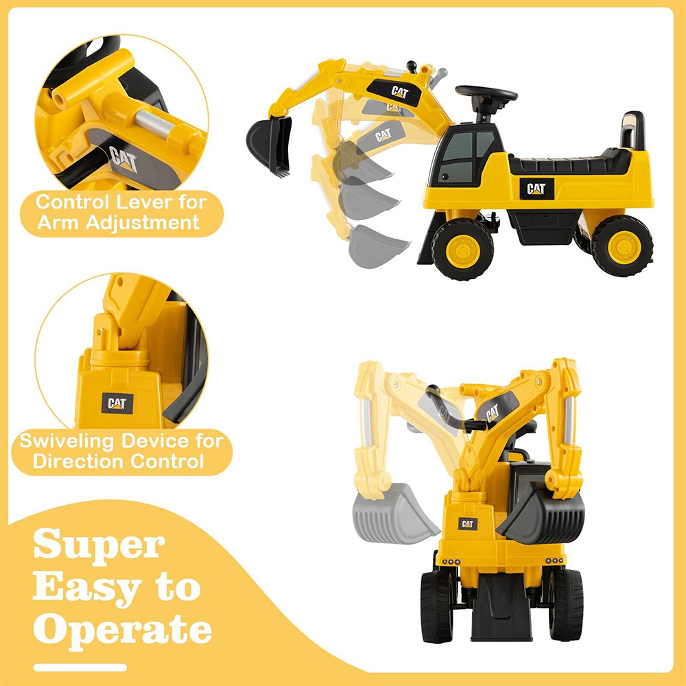 Costway Kids Yellow Rid On Excavator with Rotatable Digging Bucket Image 5