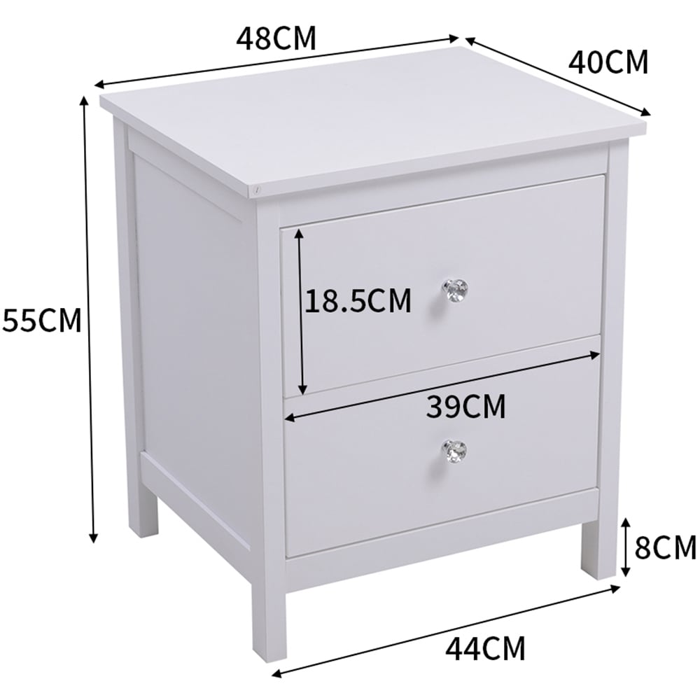 Living and Home White 2 Drawers Wooden Storage Cabinet Image 9