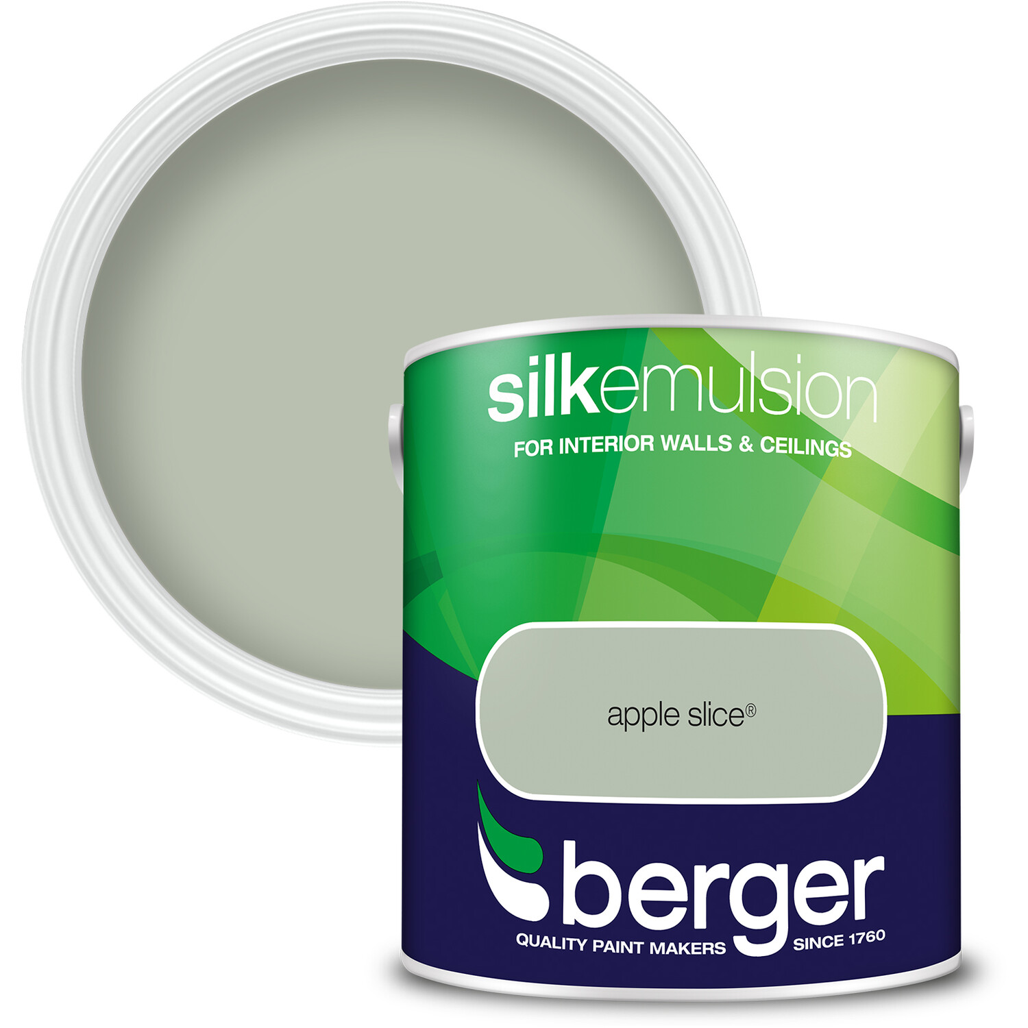 Berger Walls & Ceilings Apple Slice Silk Emulsion Paint 2.5L Image 1
