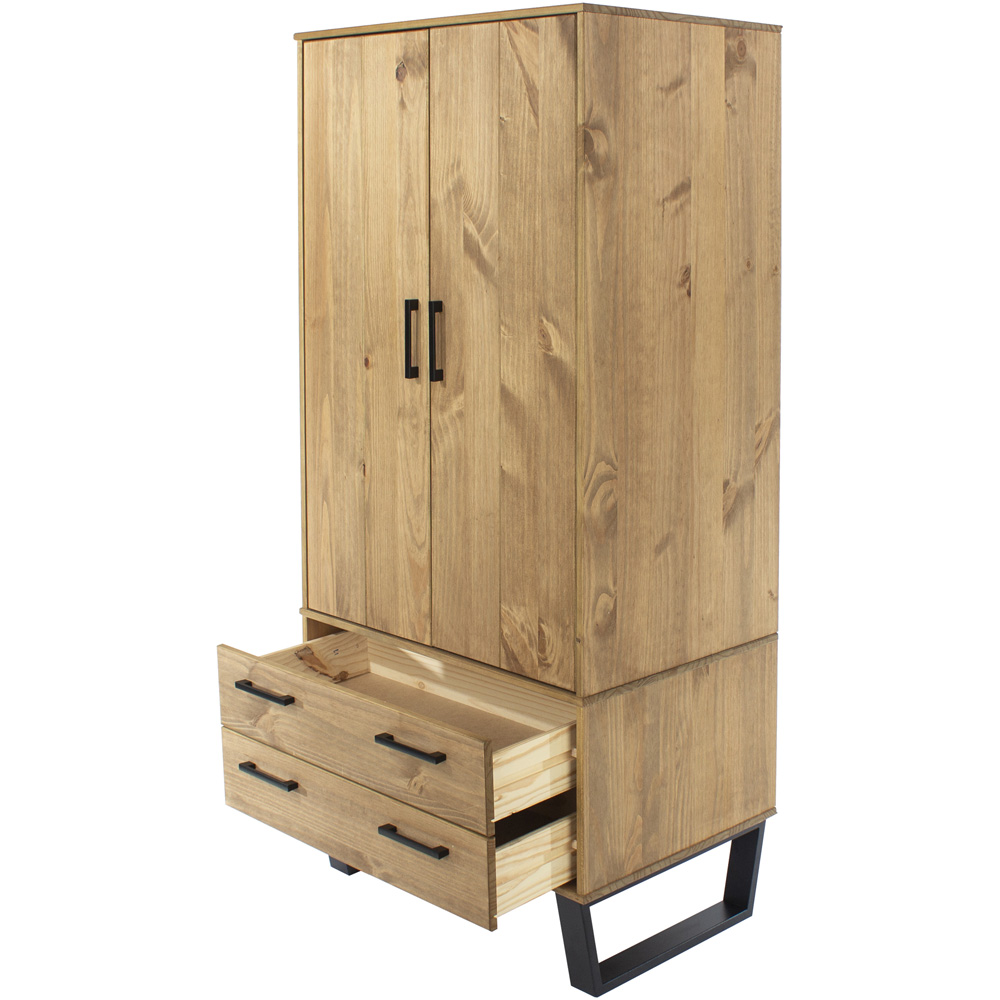 Core Products Texas 2 Door 2 Drawer Antique Wax Pine Wardrobe Image 4
