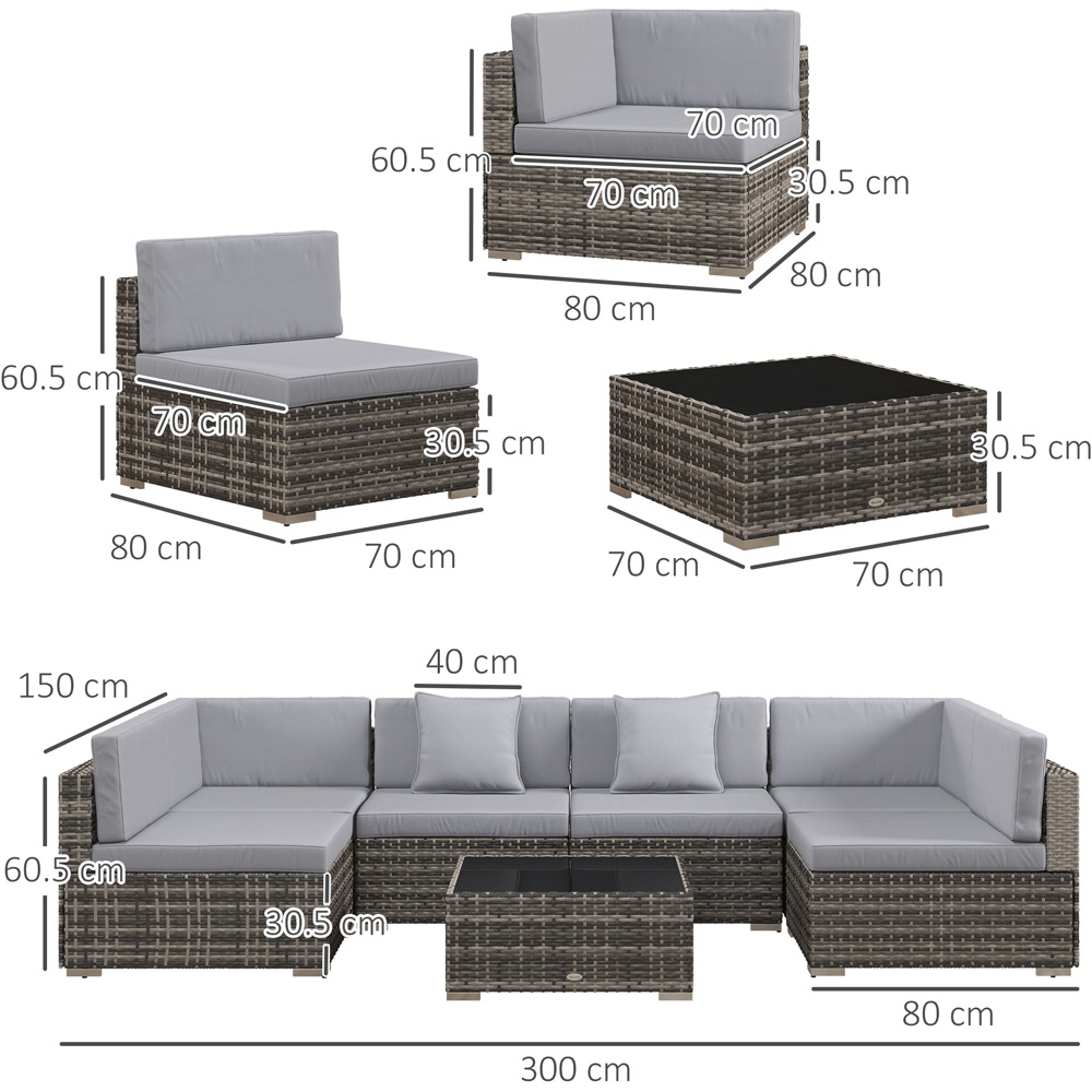 Outsunny 6 Seater Mixed Grey Rattan Sofa Lounge Set Image 8