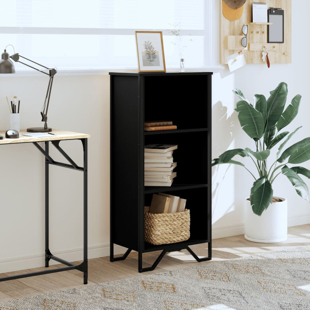 vidaXL 3 Shelf Black Bookcase Image 7