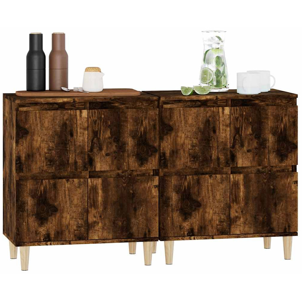 vidaXL 4 Door Smoked Oak Sideboard Set of 2 Image 4