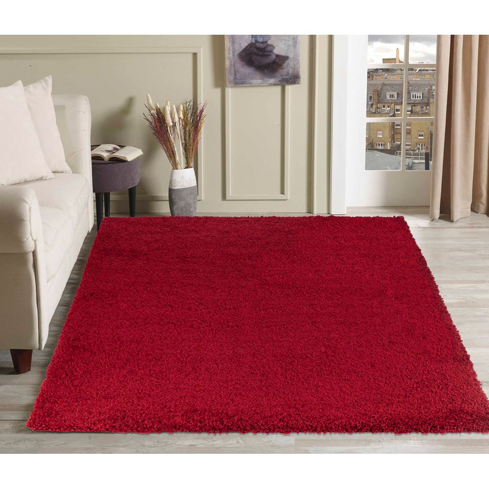 Desire Rugs Oxford Red Plain Shaggy Rug 80 x 150cm Image 2