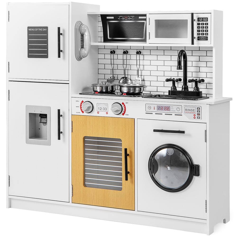Costway White Kitchen Toy Set with Oven and Washing Machine Image 1