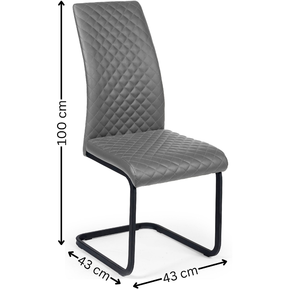Julian Bowen Xavier Set of 4 Grey Faux Leather Upholstered Cantilever Dining Chairs Image 9