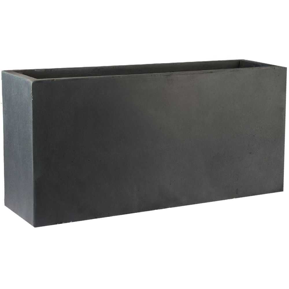 wilko Faux Lead Dark Grey Light Concrete Fibrestone Trough Outdoor Plant Pot 30cm Image 1