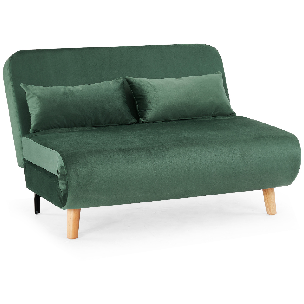 Home Detail Keller 2 Seater Green Velvet Sofa Bed Image 3