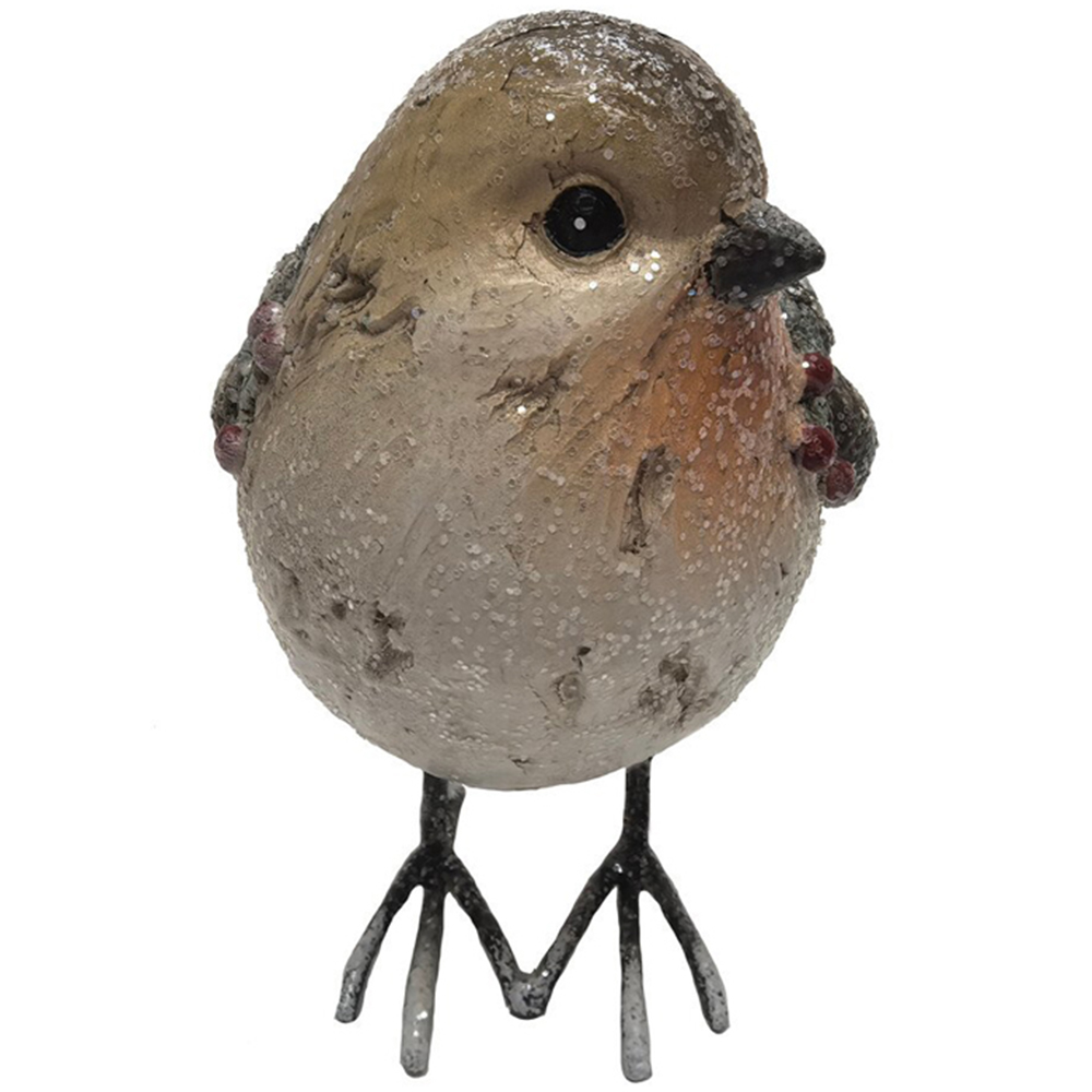 Rustic Robin Ornament Brown Image 2