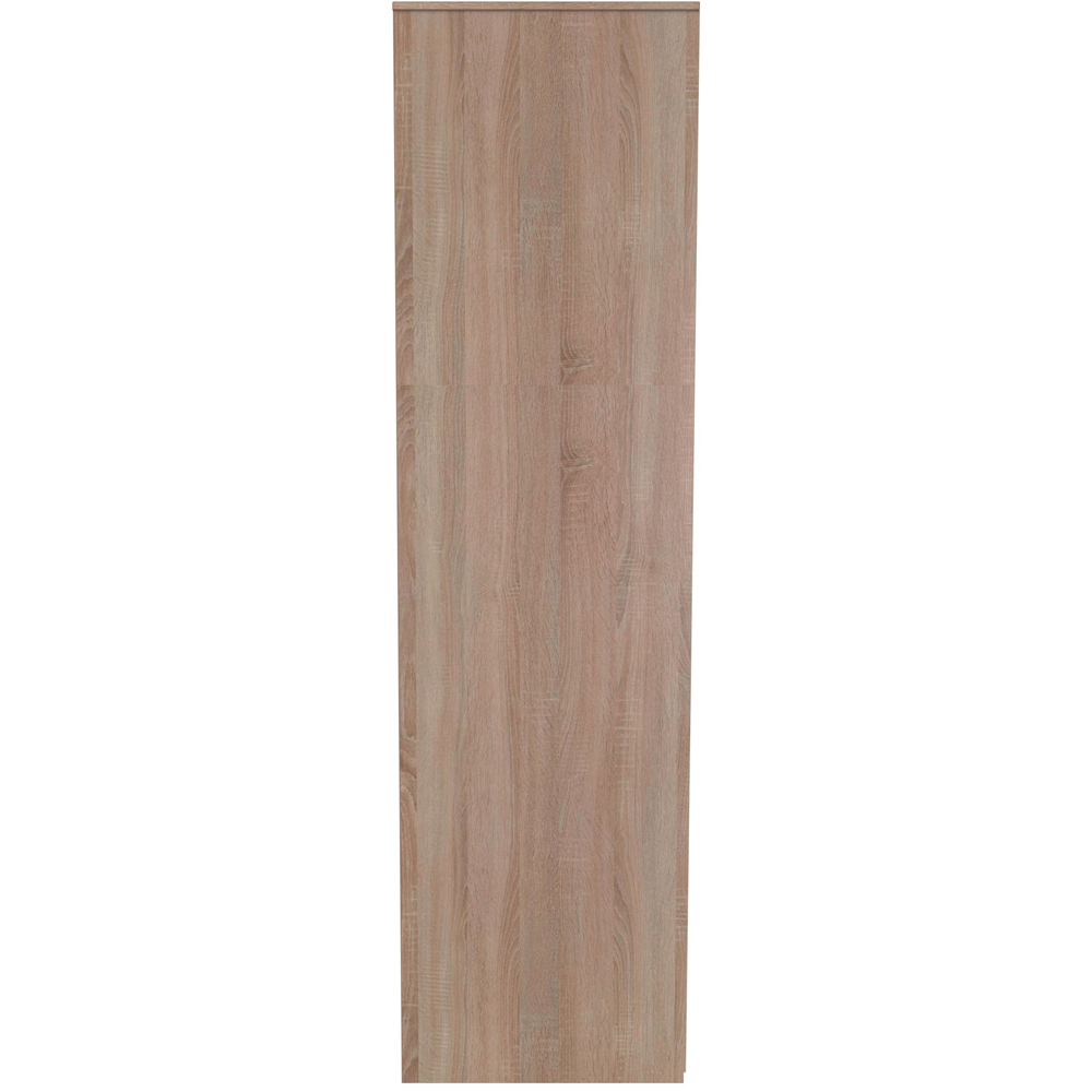 Crowndale Monaco 3 Door White Gloss and Bardolino Oak Tall Mirror Wardrobe Ready Assembled Image 4