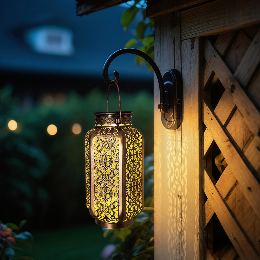 Avilo Hexagonal Prism Iron Solar Lantern Image 6