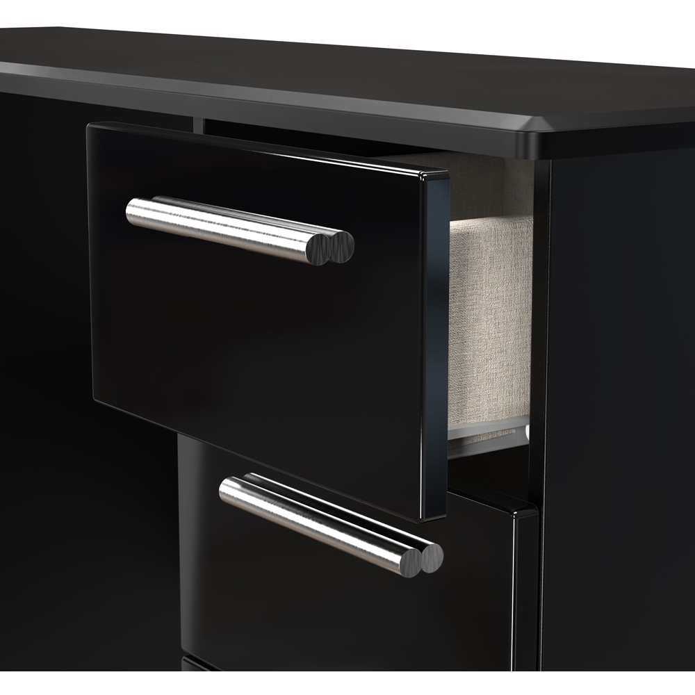 Crowndale Knightsbridge 6 Drawer Black Gloss and Black Kneehole Desk Ready Assembled Image 6