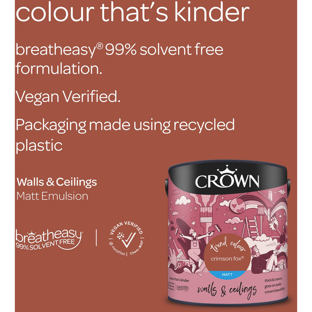 Crown Walls and Ceilings Crimson Fox Matt Emulsion Paint 2.5L Image 6