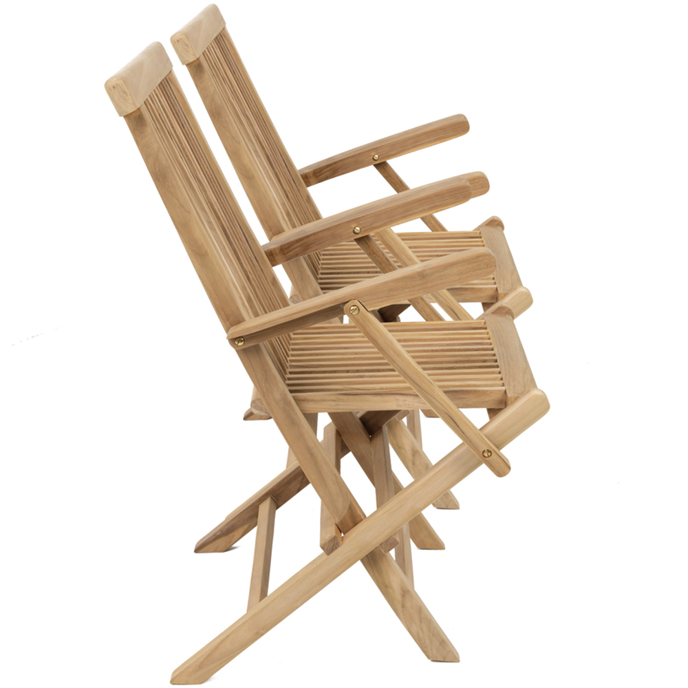 Charles Bentley Set of 2 Teak Wooden Foldable Patio Armchair Image 4