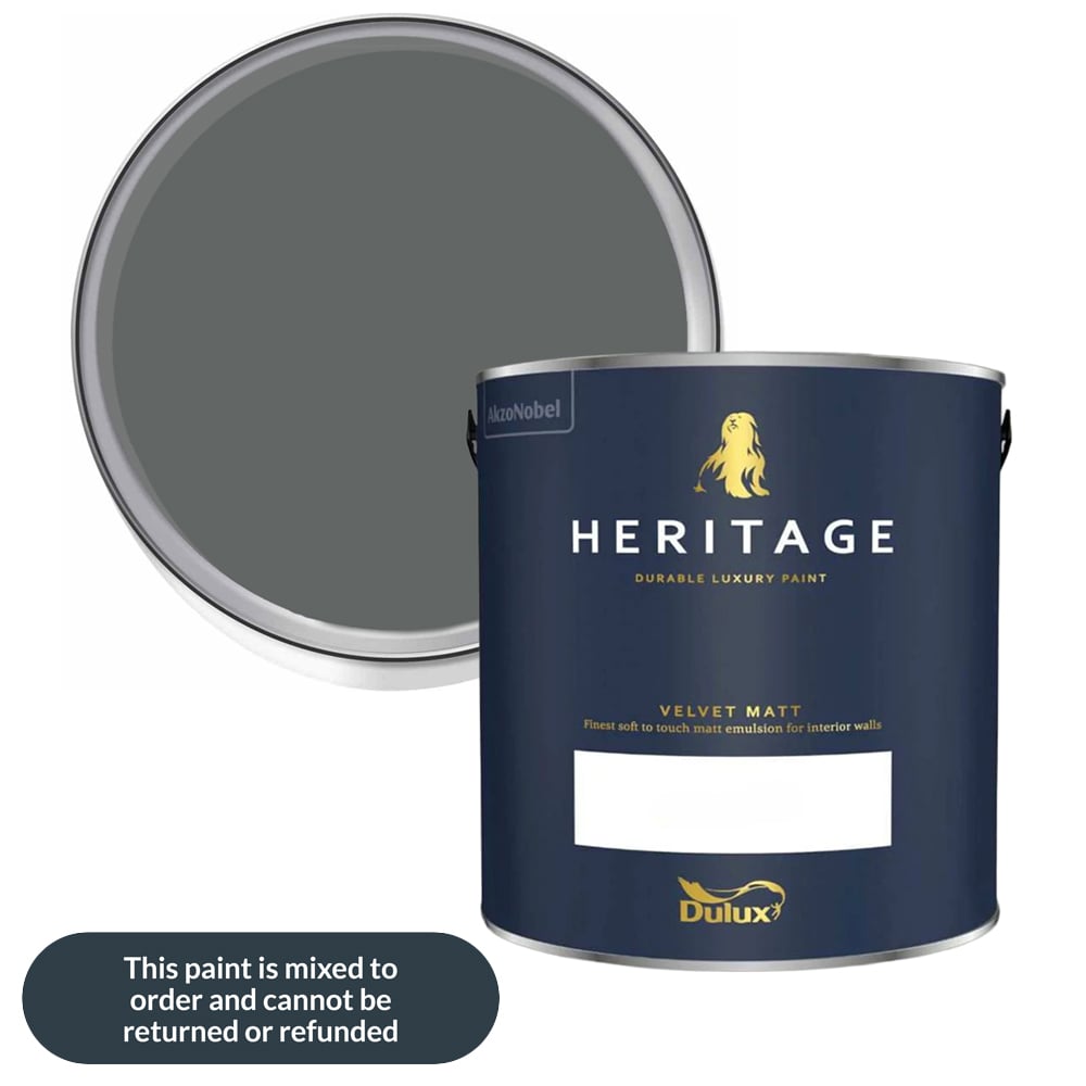 Dulux Heritage Walls and Ceilings Forest Grey Velvet Matt Emulsion Paint 2.5L Image 1