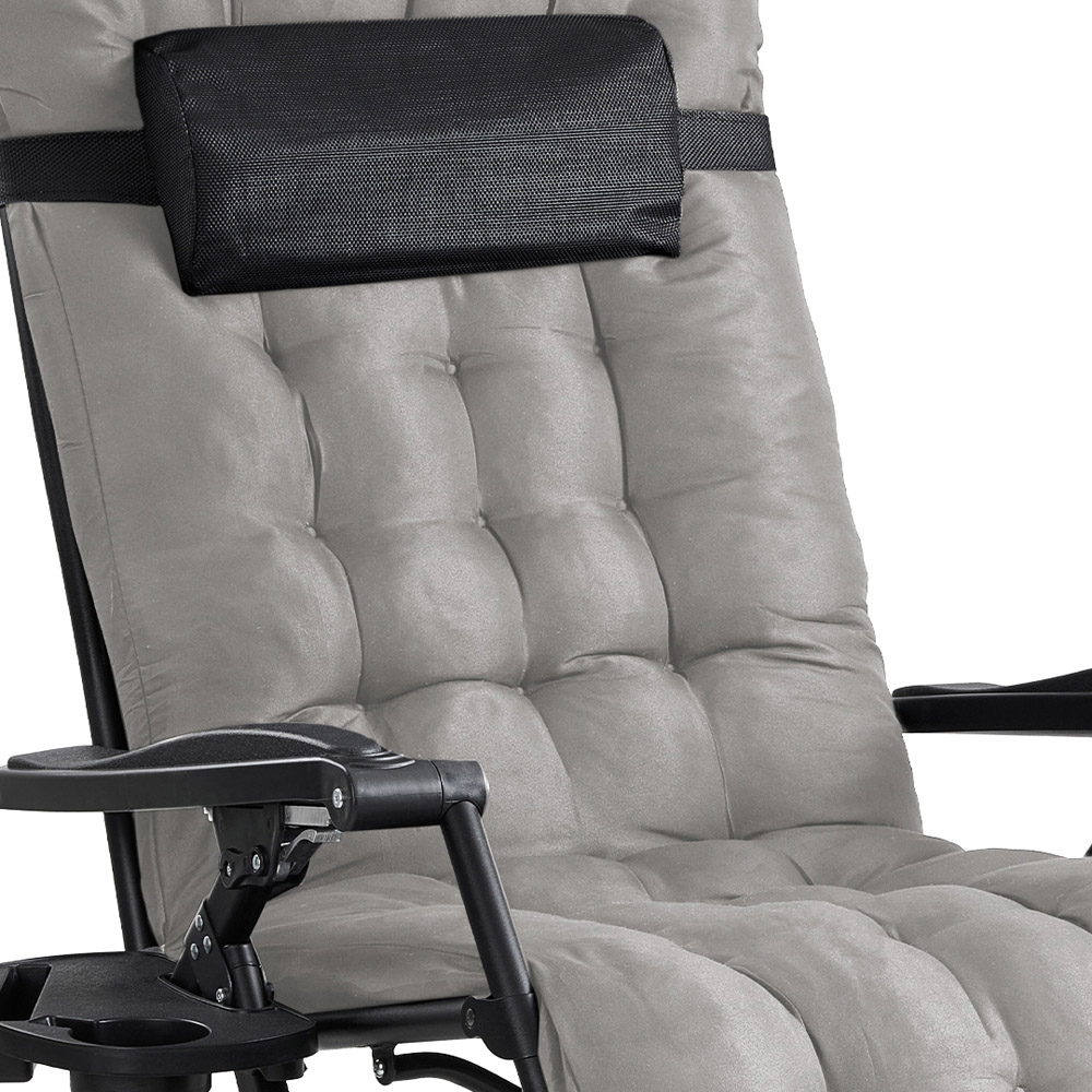 Living and Home Grey Padded Zero Gravity Folding Outdoor Recliner Chair with Side Tray Image 5