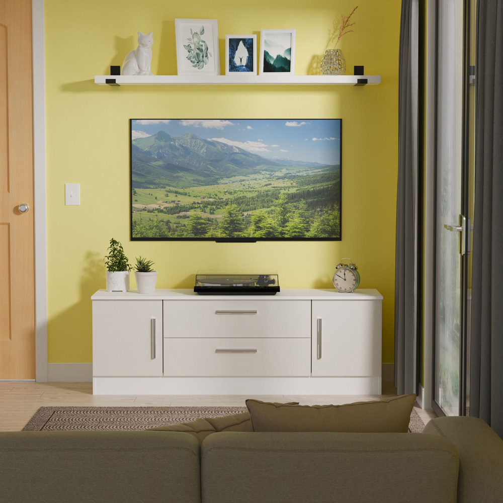 Crowndale Contrast 2 Door 2 Drawer Grey Matt and White Wide TV Unit Ready Assembled Image 8