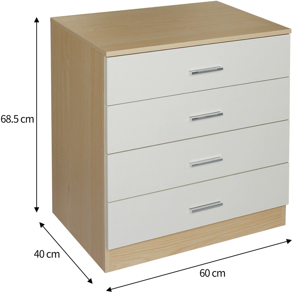 Brooklyn 4 Drawer Oak and Cream High Gloss Chest of Drawers Image 6
