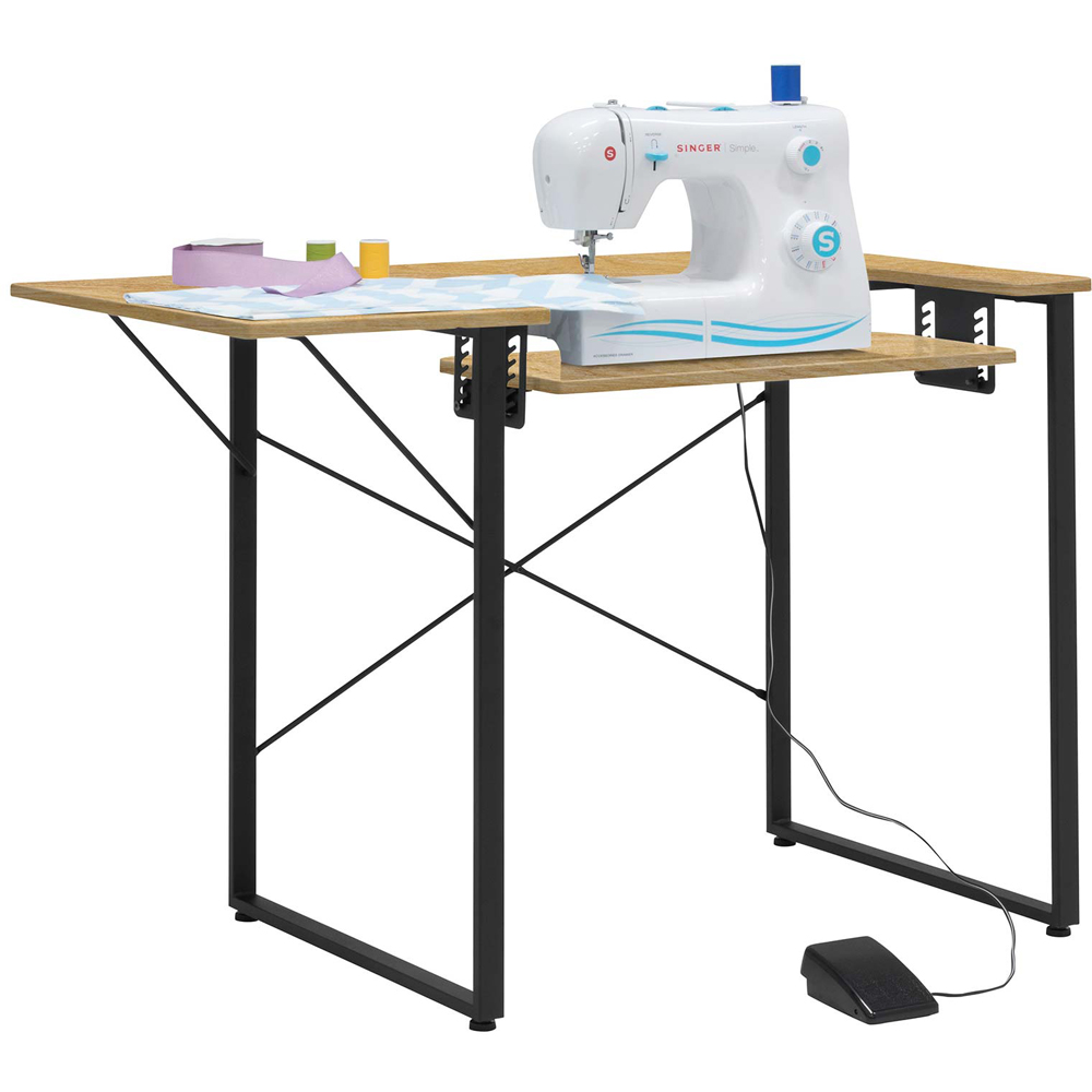 Sewing Online 13406 Charcoal Black and Ashwood Dart Sewing Machine Table with Foldable Top Image 2