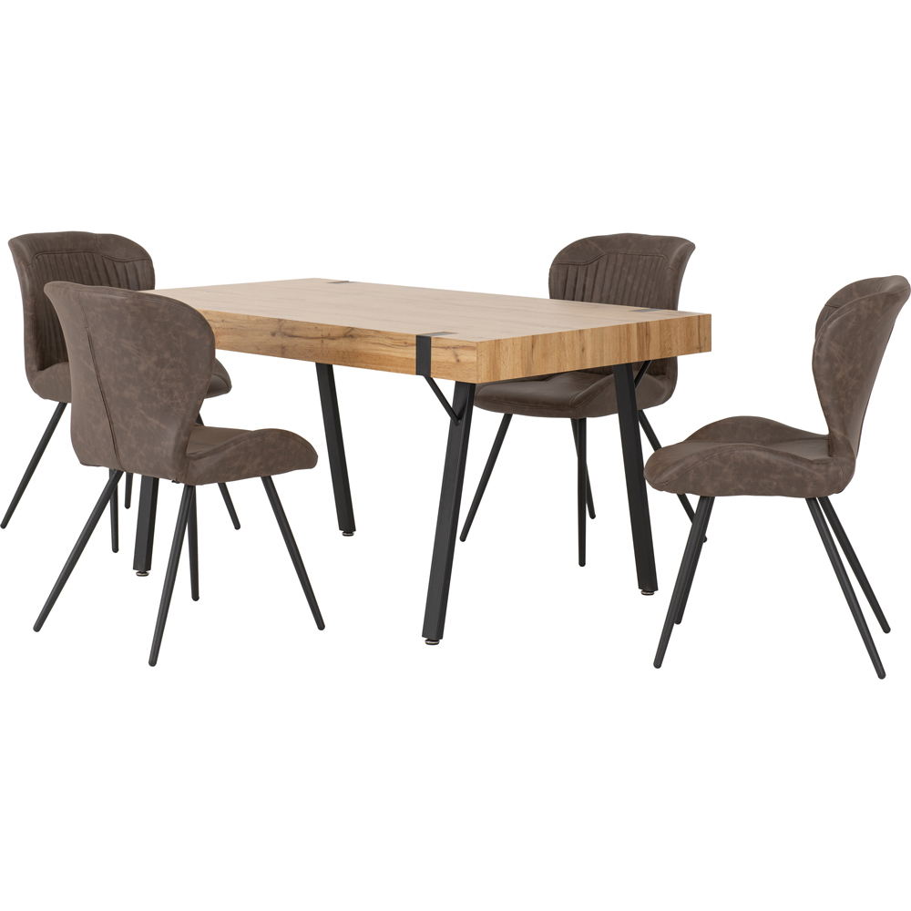 Seconique Treviso Quebec 4 Seater Dining Set Light Oak and Brown Image 2